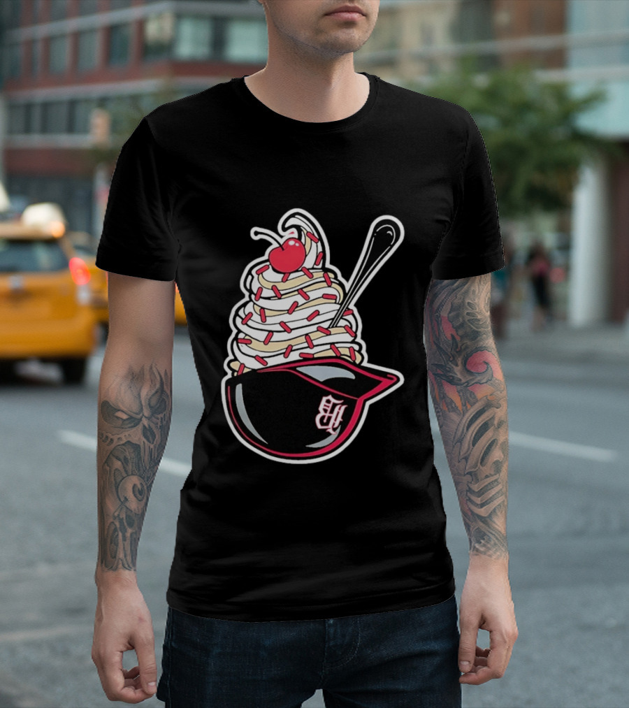Birmingham Barons Ice Cream Helmet With Sprinkles And Cherry T-Shirt