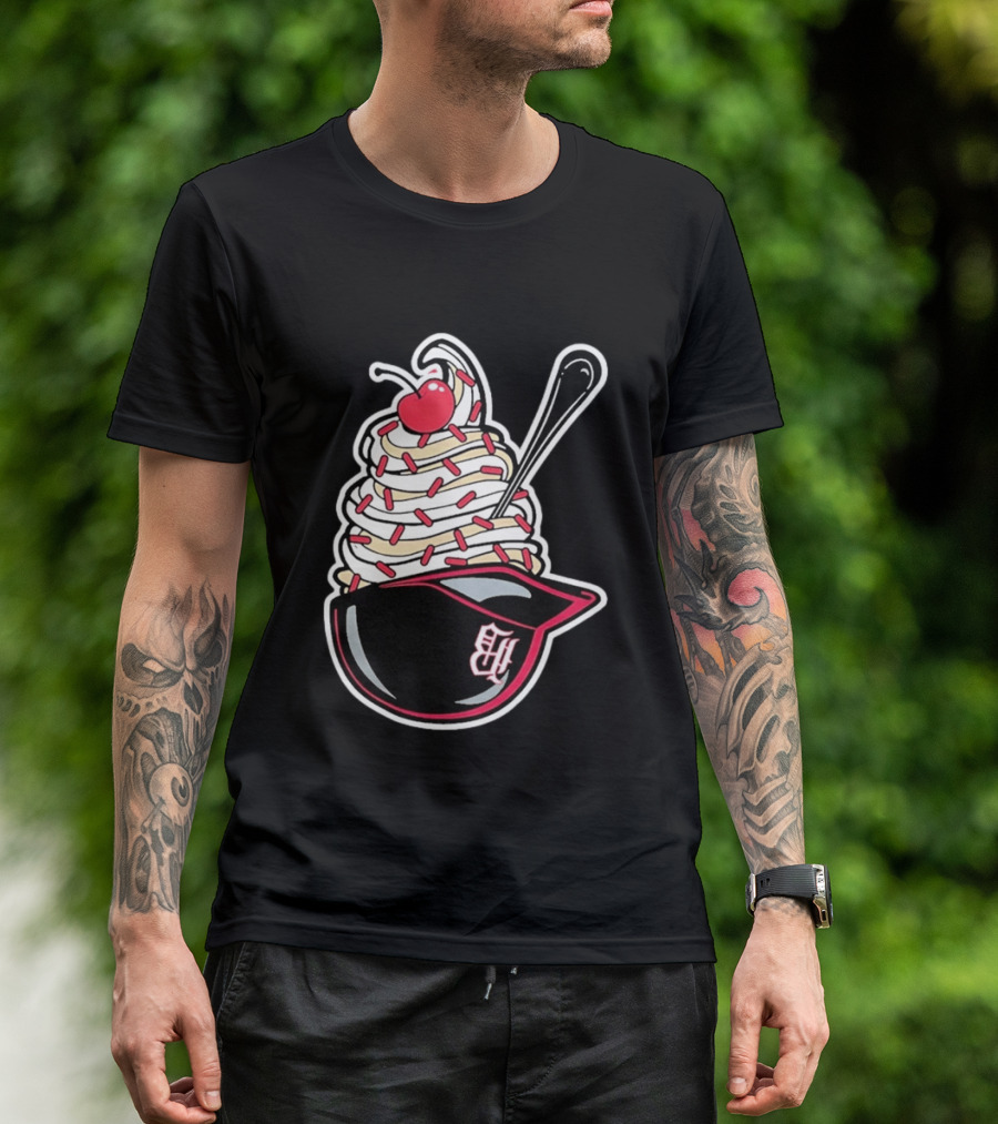 Birmingham Barons Ice Cream Helmet With Sprinkles And Cherry T-Shirt