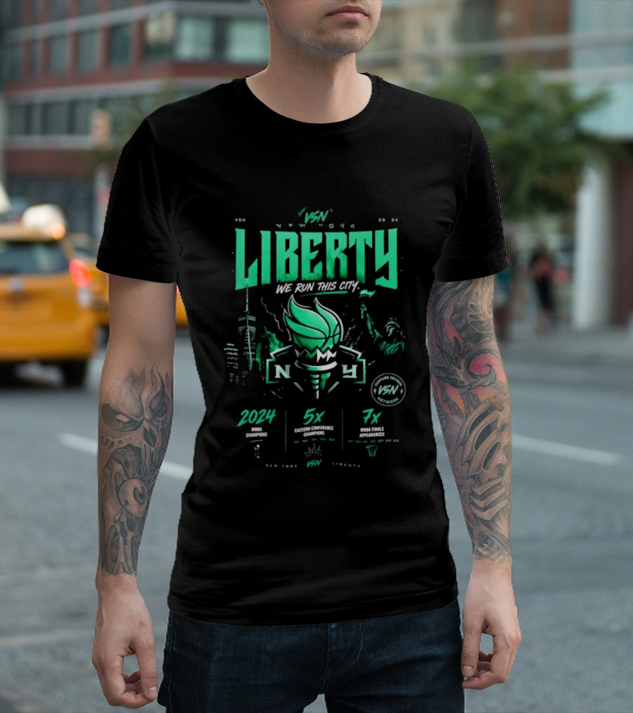 New York Liberty WNBA We Run This City 2004 5x 7x VSN Network T-Shirt