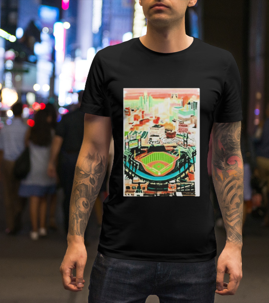 Comerica Park Detroit Skyline Baseball Art Sydney Finney T-Shirt