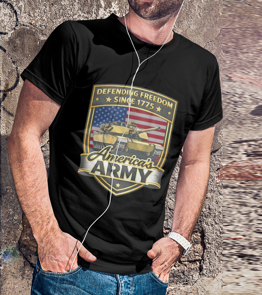 Defending Freedom Since 1775 America's Army With Flag And Tank T-Shirt