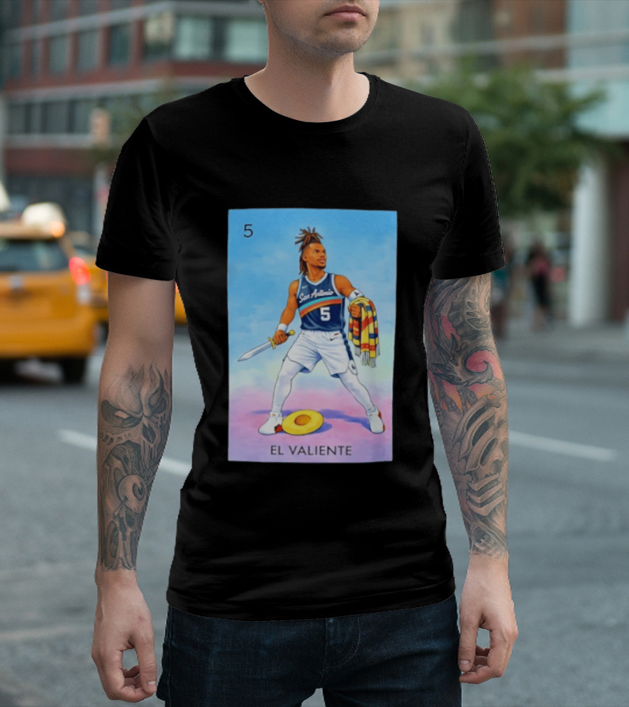San Antonio Spurs El Valiente Stephon Castle Lotería Card T-Shirt