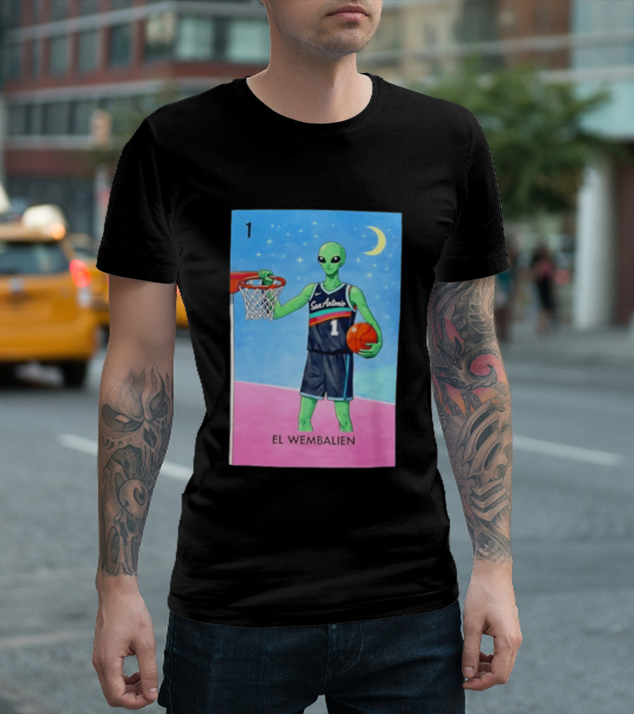 El Wembalien San Antonio Spurs Alien Basketball Number 1 Victor Wembanyama T-Shirt