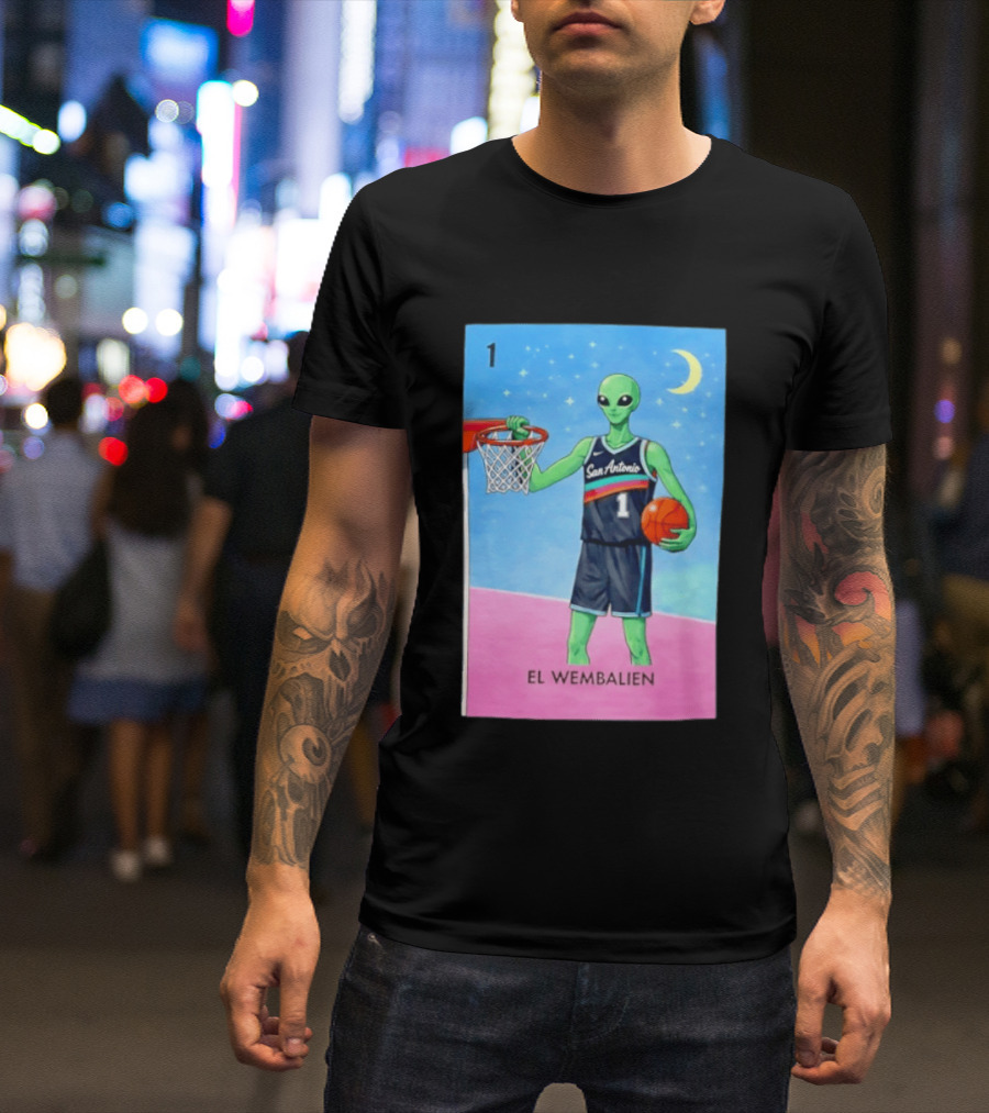 El Wembalien San Antonio Spurs Alien Basketball Number 1 Victor Wembanyama T-Shirt