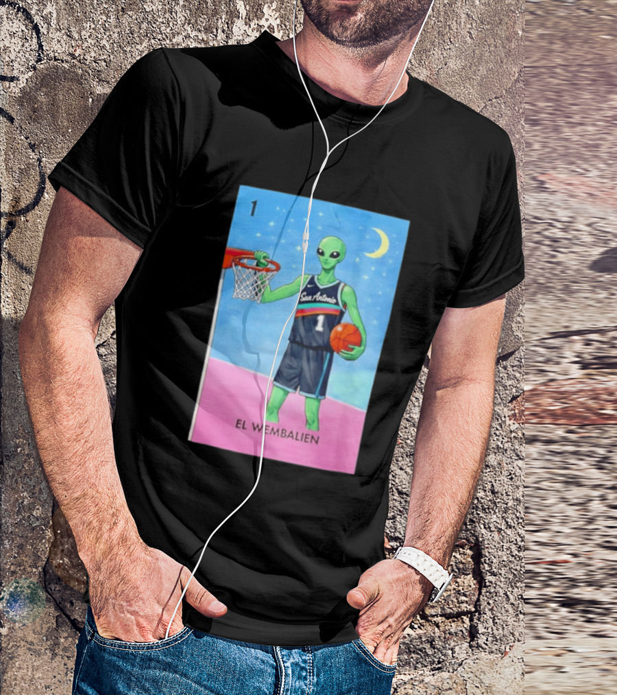 El Wembalien San Antonio Spurs Alien Basketball Number 1 Victor Wembanyama T-Shirt