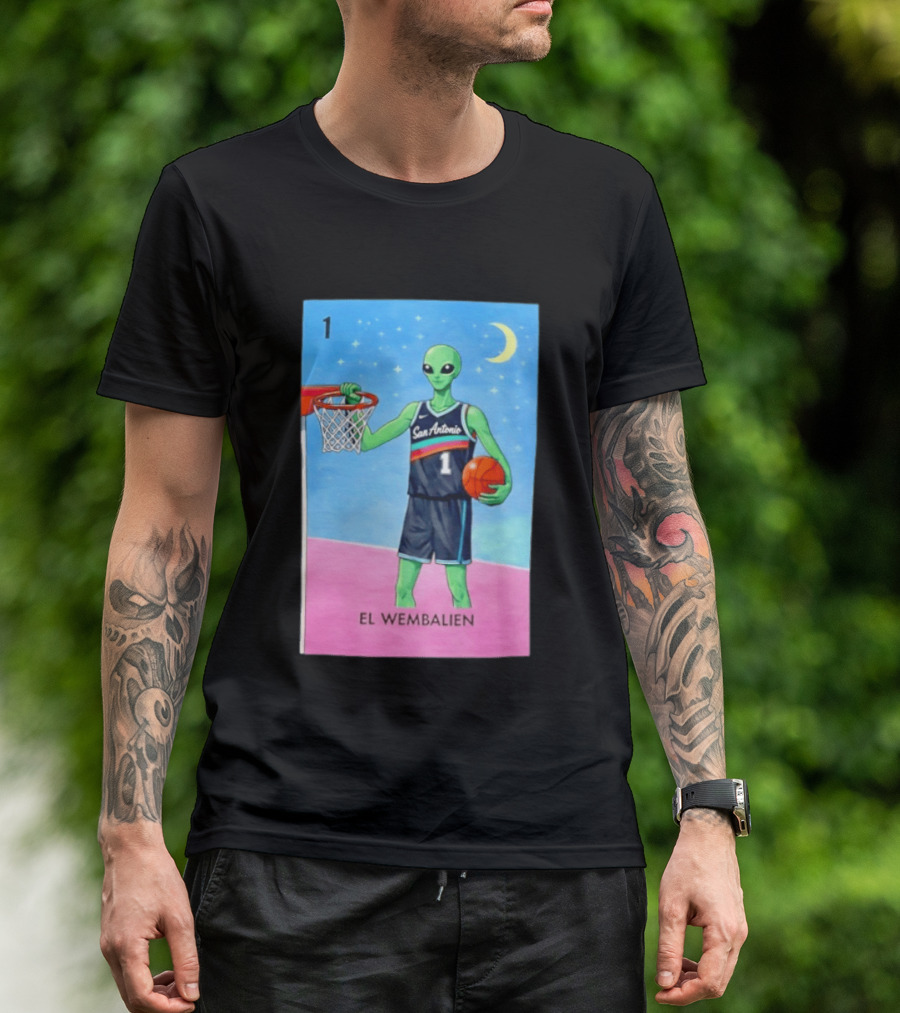 El Wembalien San Antonio Spurs Alien Basketball Number 1 Victor Wembanyama T-Shirt