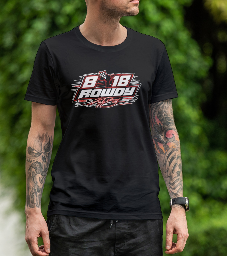 8 18 Rowdy Kyle Busch 1985 2026 Nascar Checkered Flag T-Shirt