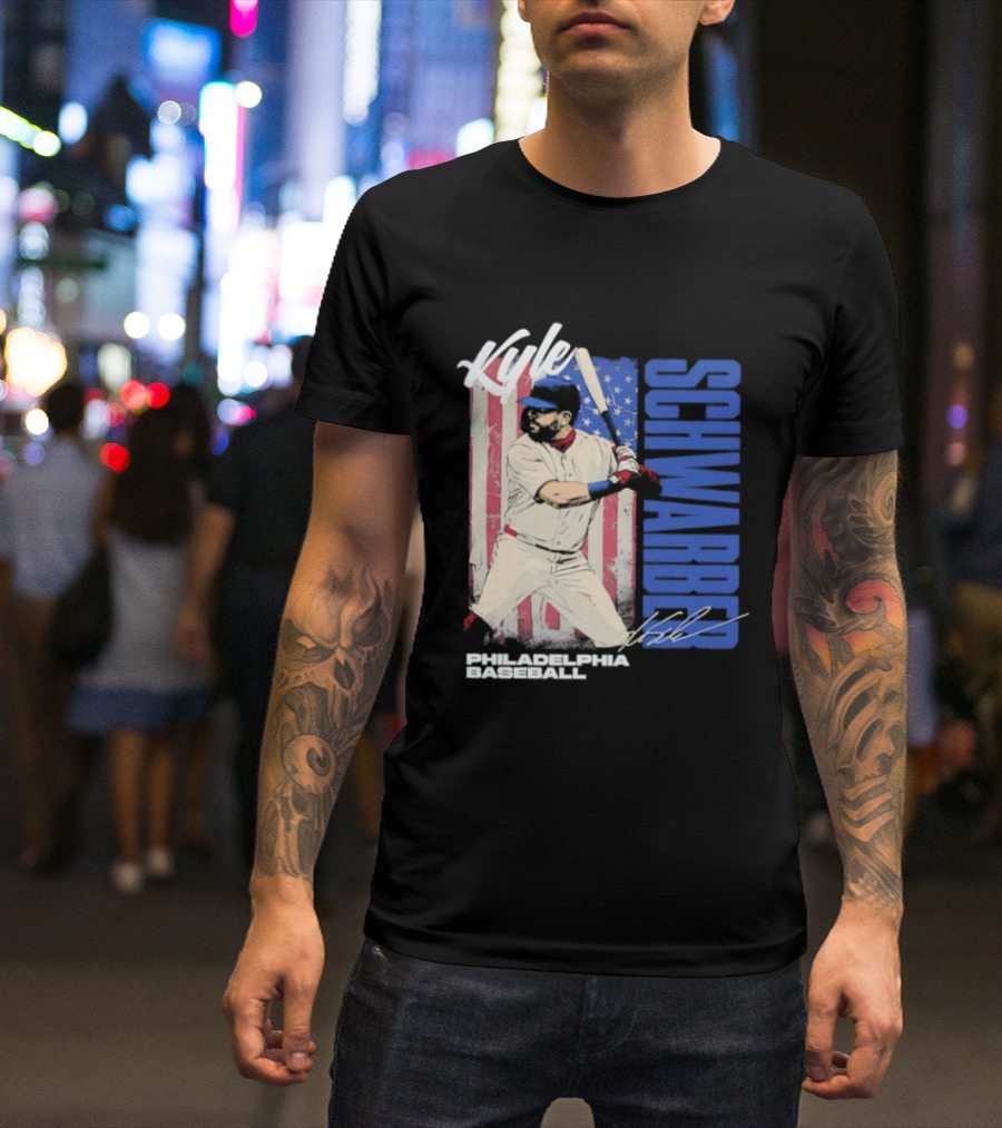 Kyle Schwarber American Flag Philadelphia Baseball T-Shirt