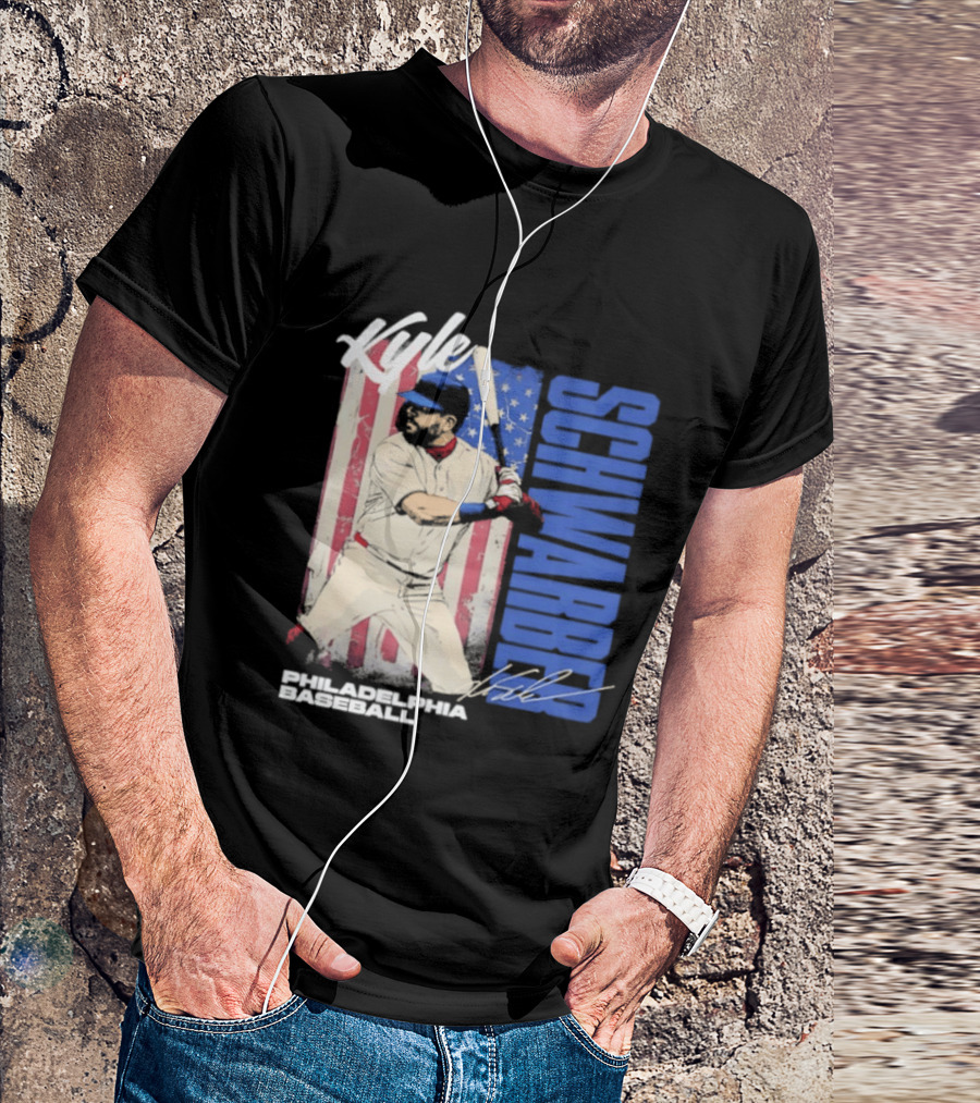 Kyle Schwarber American Flag Philadelphia Baseball T-Shirt