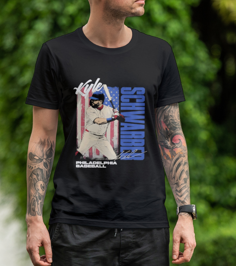 Kyle Schwarber American Flag Philadelphia Baseball T-Shirt