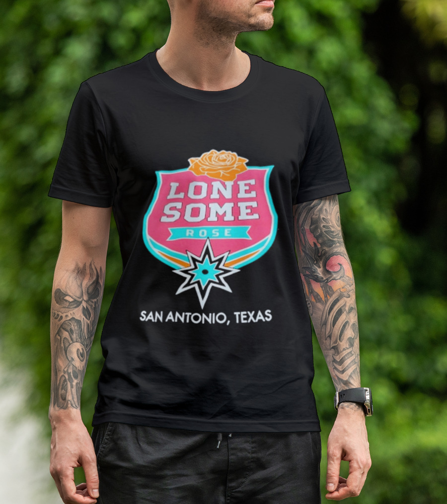 Lonesome Rose San Antonio Texas Retro Neon Sign T-Shirt