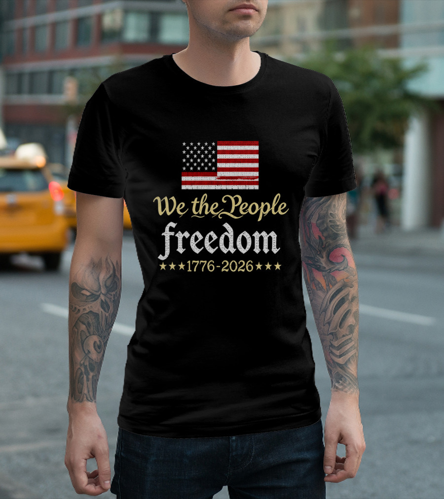 We The People Freedom 1776 2026 V Neck Women's 250th Anniversary Independence Day T-Shirt