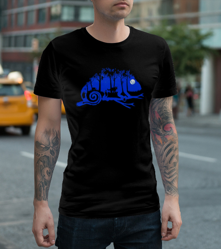 The Midnight Forest Chameleon Moonlit Night Sky T-Shirt