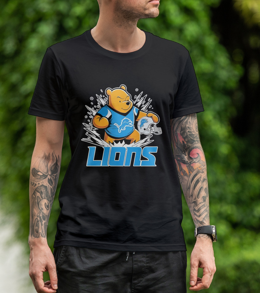 Winnie Pooh Detroit Lions 2024 Helmet Lions Football Team Fan Merchandise T-Shirt