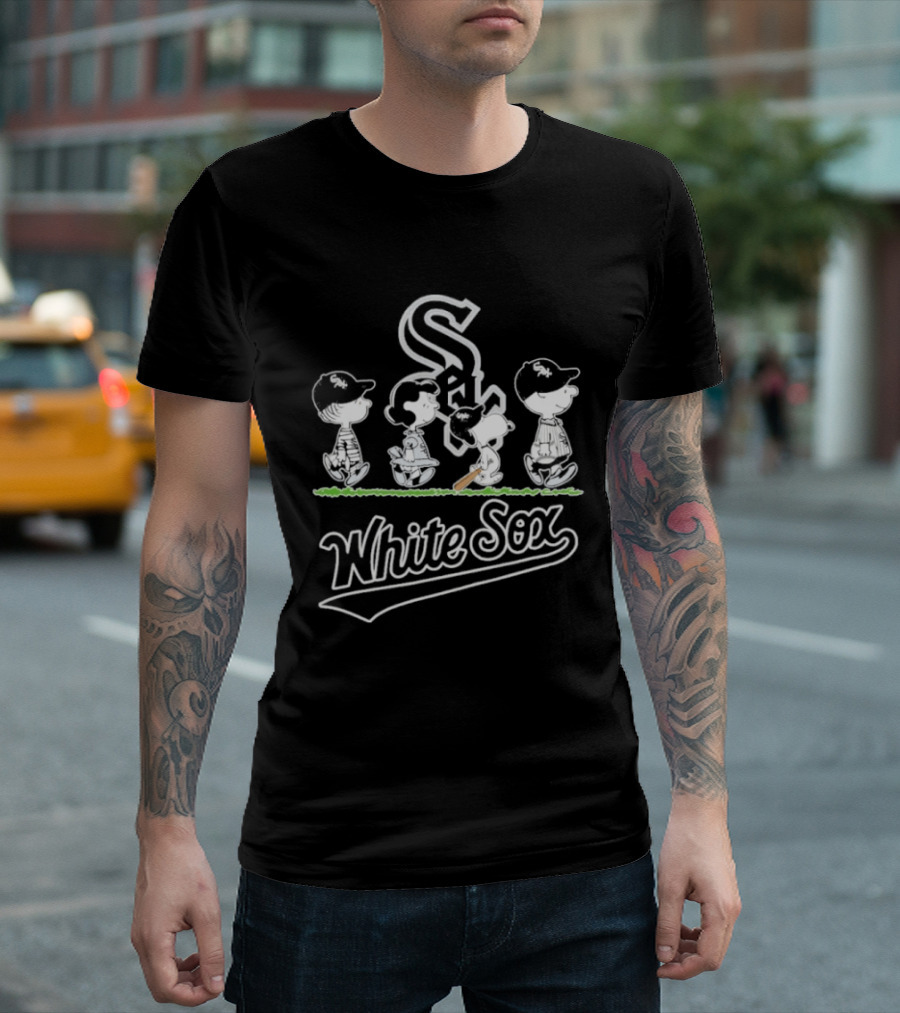 2026 White Sox Peanuts Abbey Road Characters Baseball Walk T-Shirt