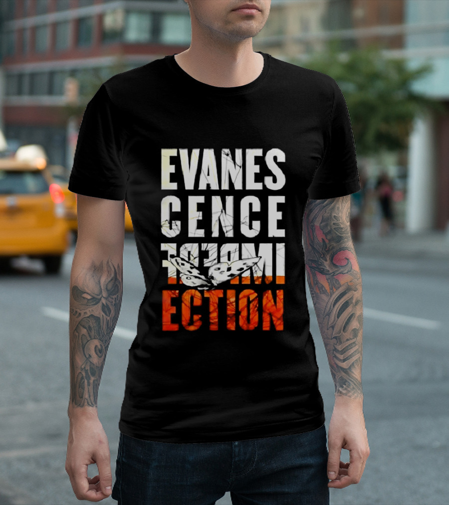 Evanescence Imperfection Butterfly White Text Orange Gradient T-Shirt