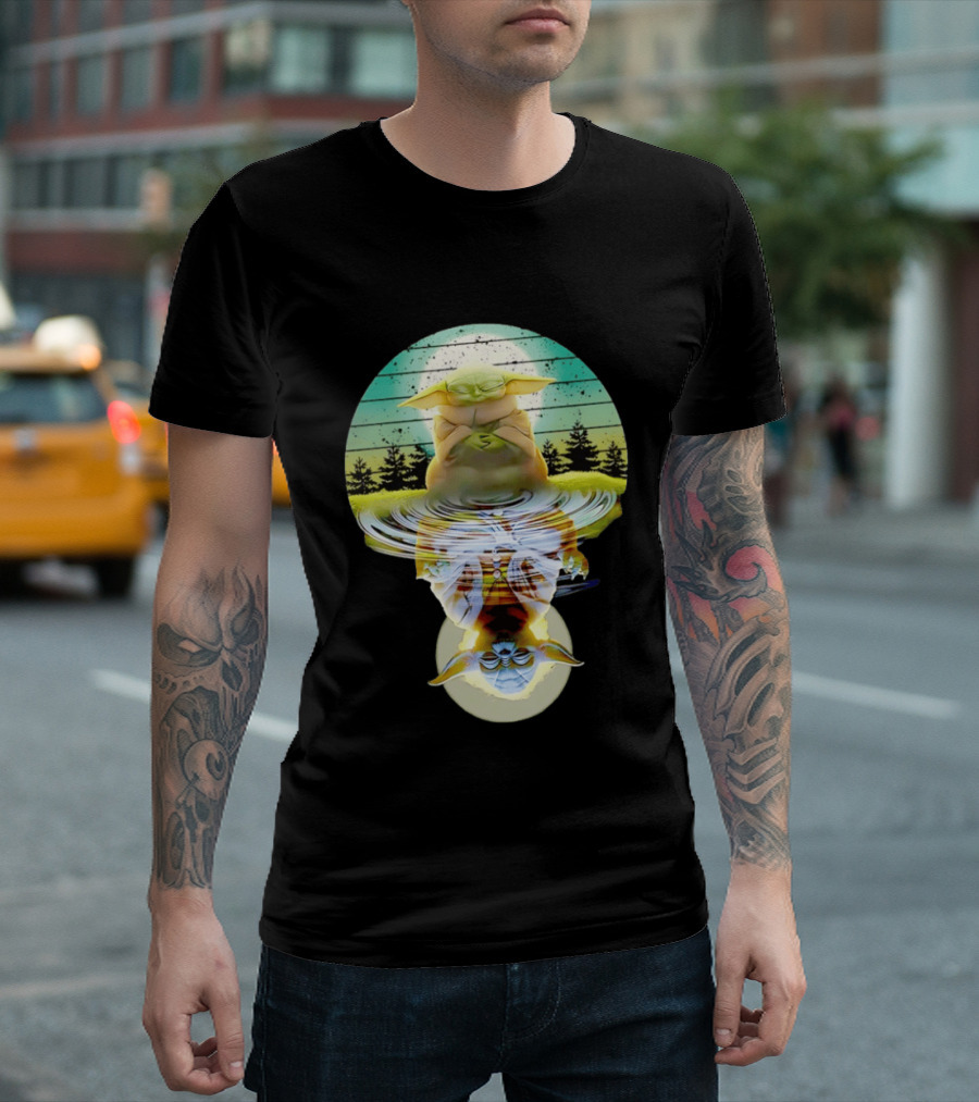 Baby Yoda Star Wars Meditation Forest Reflection Ripples T-Shirt