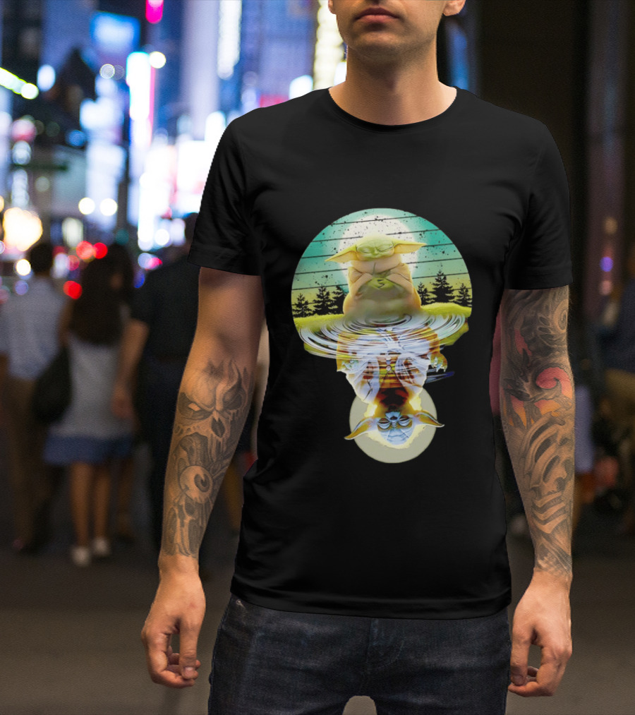 Baby Yoda Star Wars Meditation Forest Reflection Ripples T-Shirt
