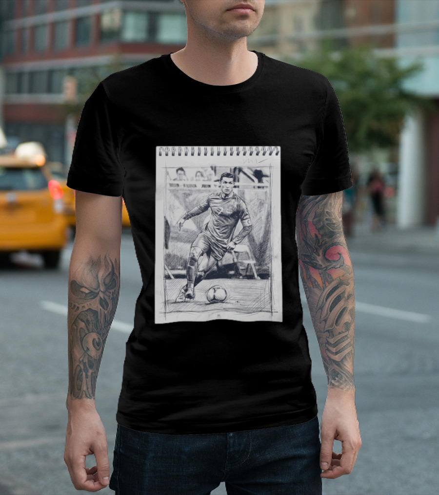 Cristiano Ronaldo CR7 Soccer Sketchbook Drawing T-Shirt