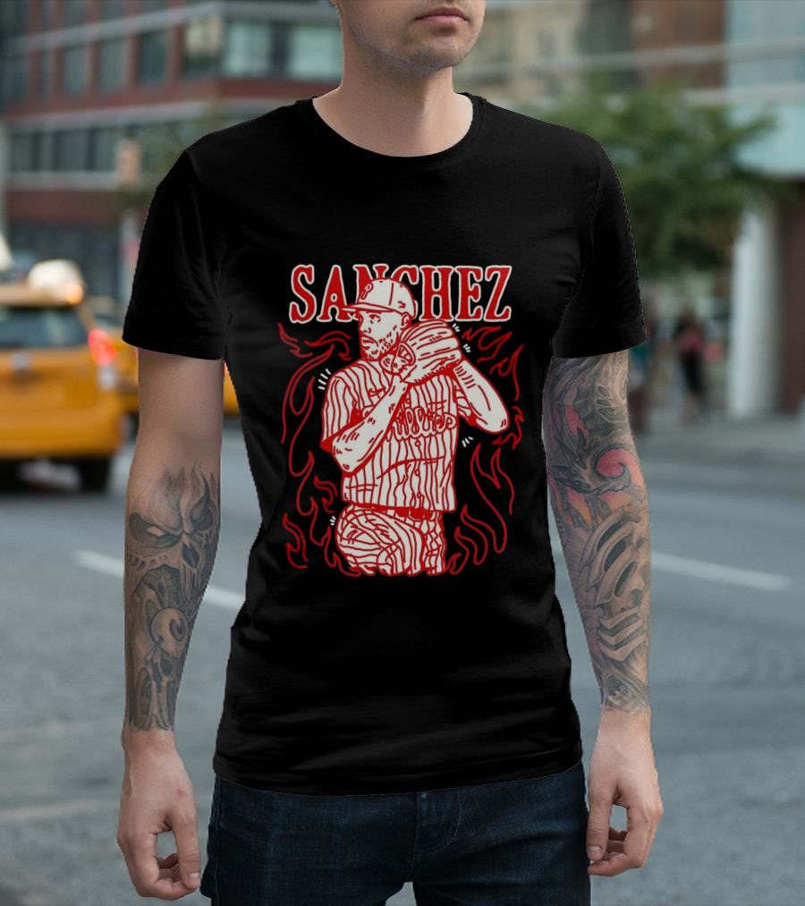 Cristopher Sanchez Philadelphia Phillies Flame Pitcher T-Shirt