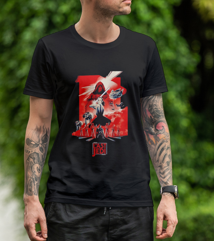 Luke Skywalker Rey Kylo Ren Millennium Falcon X Wing The Last Jedi T-Shirt