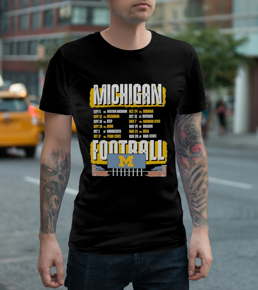 Michigan Football 2023 Schedule Washington UNLV Rutgers Nebraska Indiana Ohio State T-Shirt