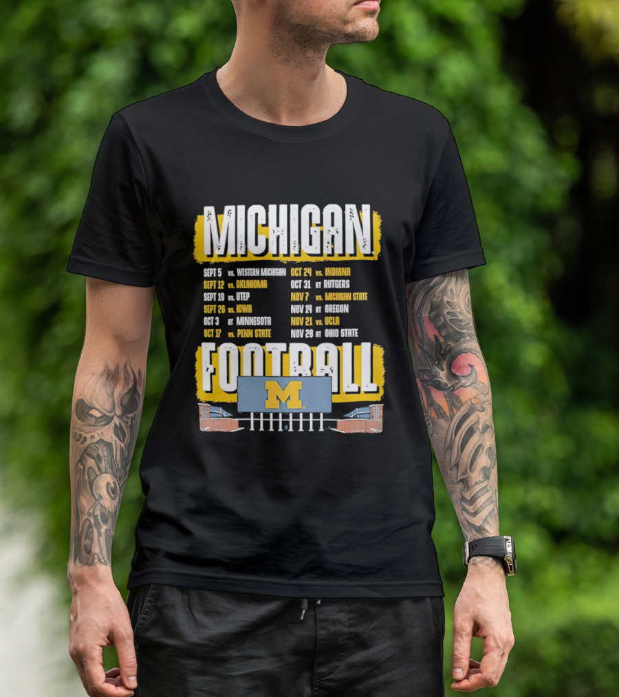 Michigan Football 2023 Schedule Washington UNLV Rutgers Nebraska Indiana Ohio State T-Shirt