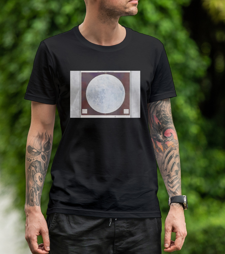 USAF Lunar Reference Mosaic Synodic Hemisphere Moon Globe T-Shirt