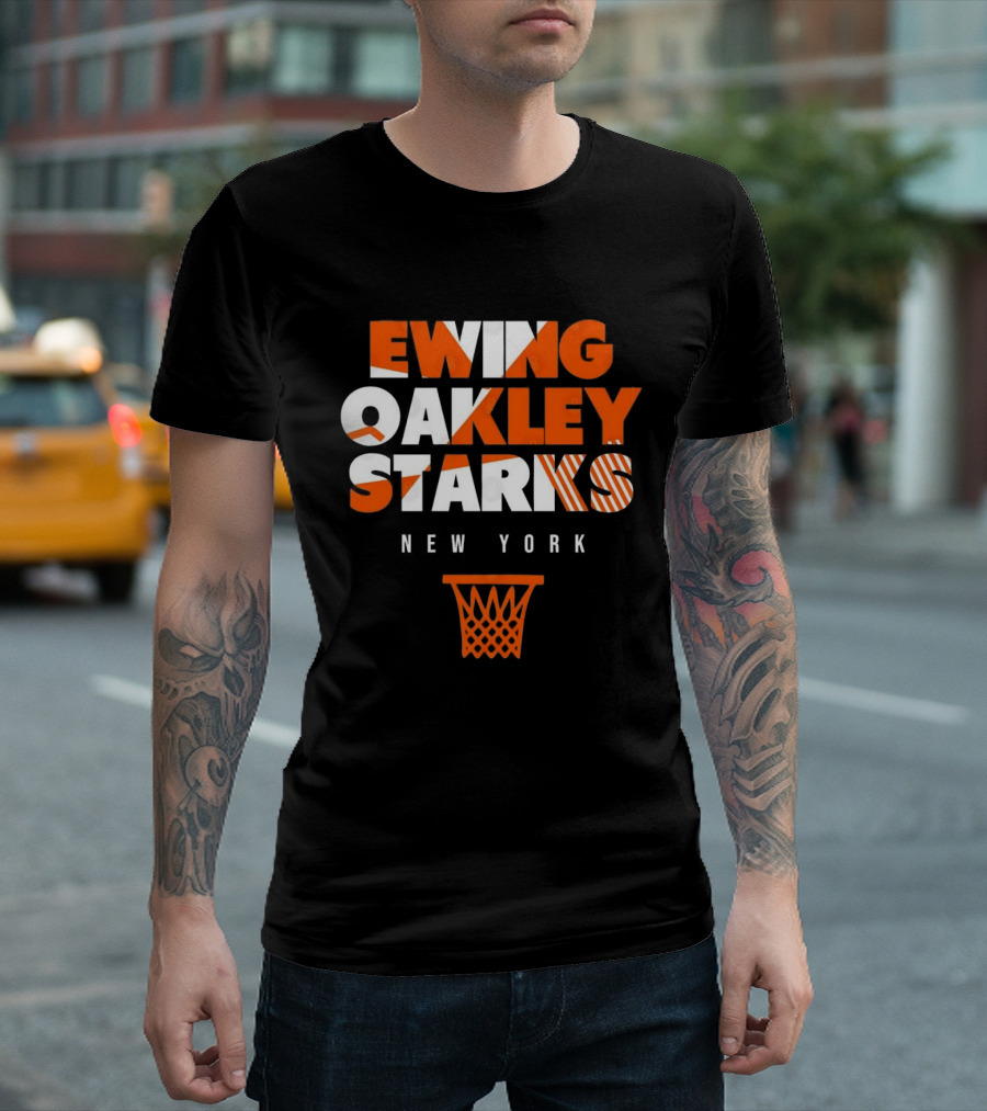 Ewing Oakley Starks New York Knicks Basketball Legends 90s Hoop T-Shirt