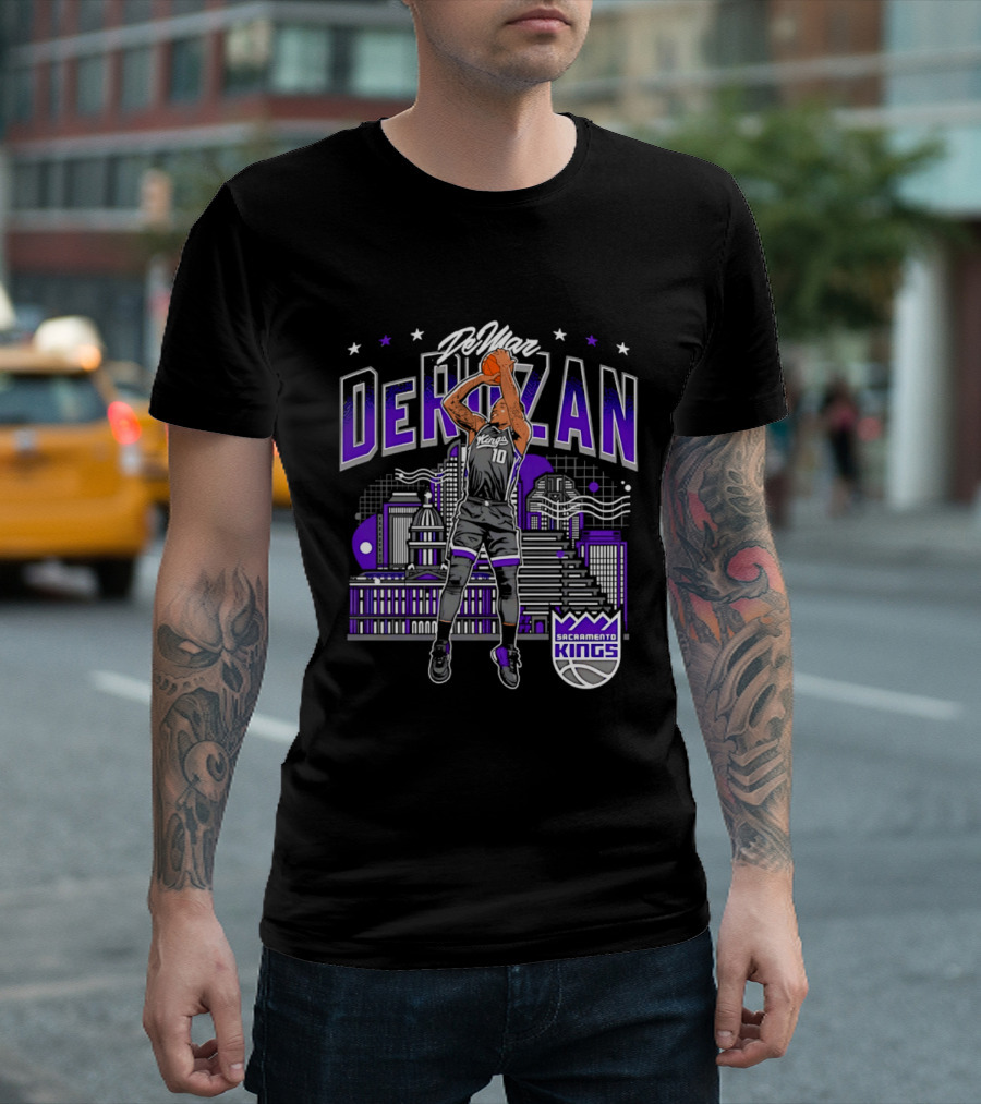 DeMar DeRozan Sacramento Kings Number 10 Skyline Basketball T-Shirt