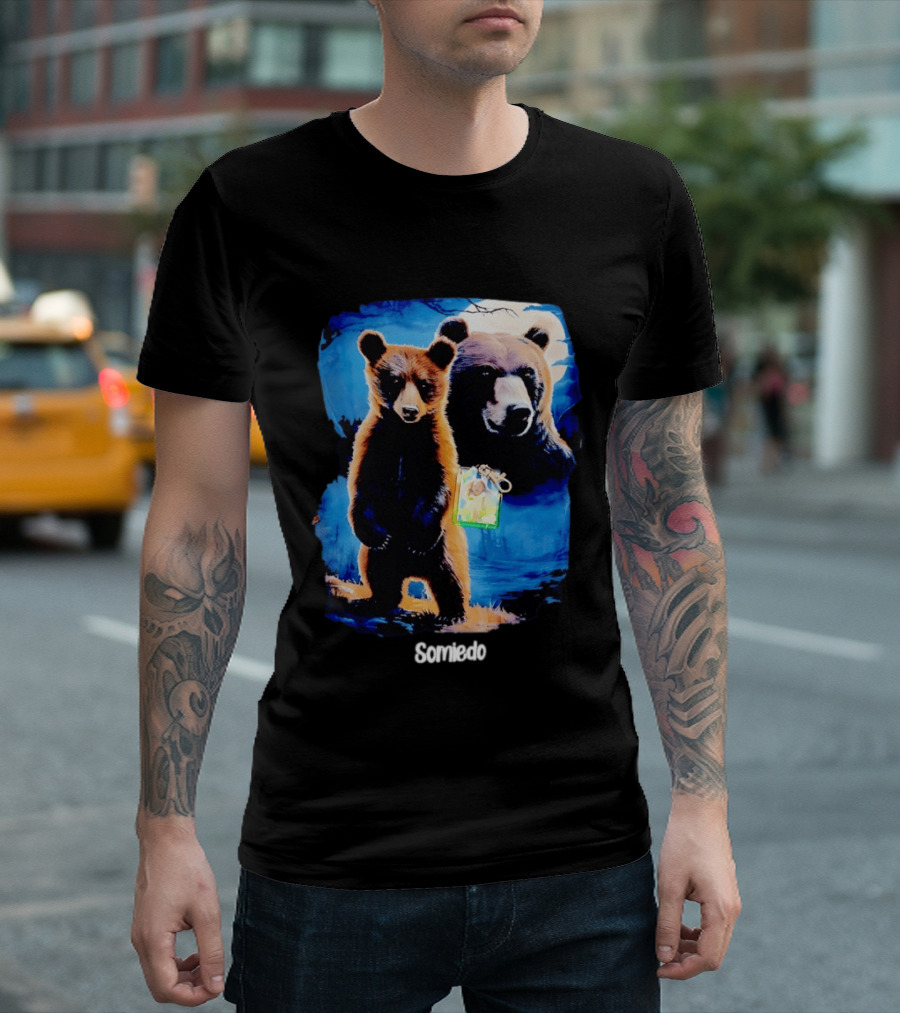Somiedo Bears Cub Wildlife Art Blue T-Shirt