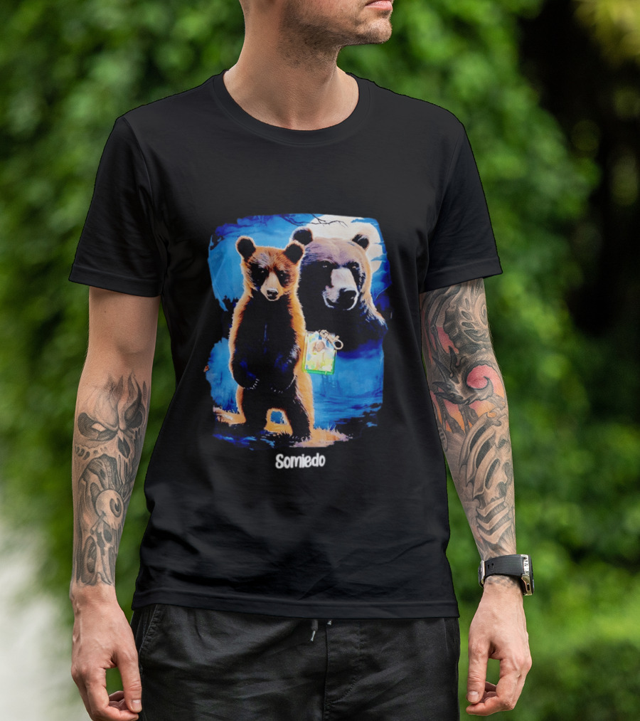 Somiedo Bears Cub Wildlife Art Blue T-Shirt