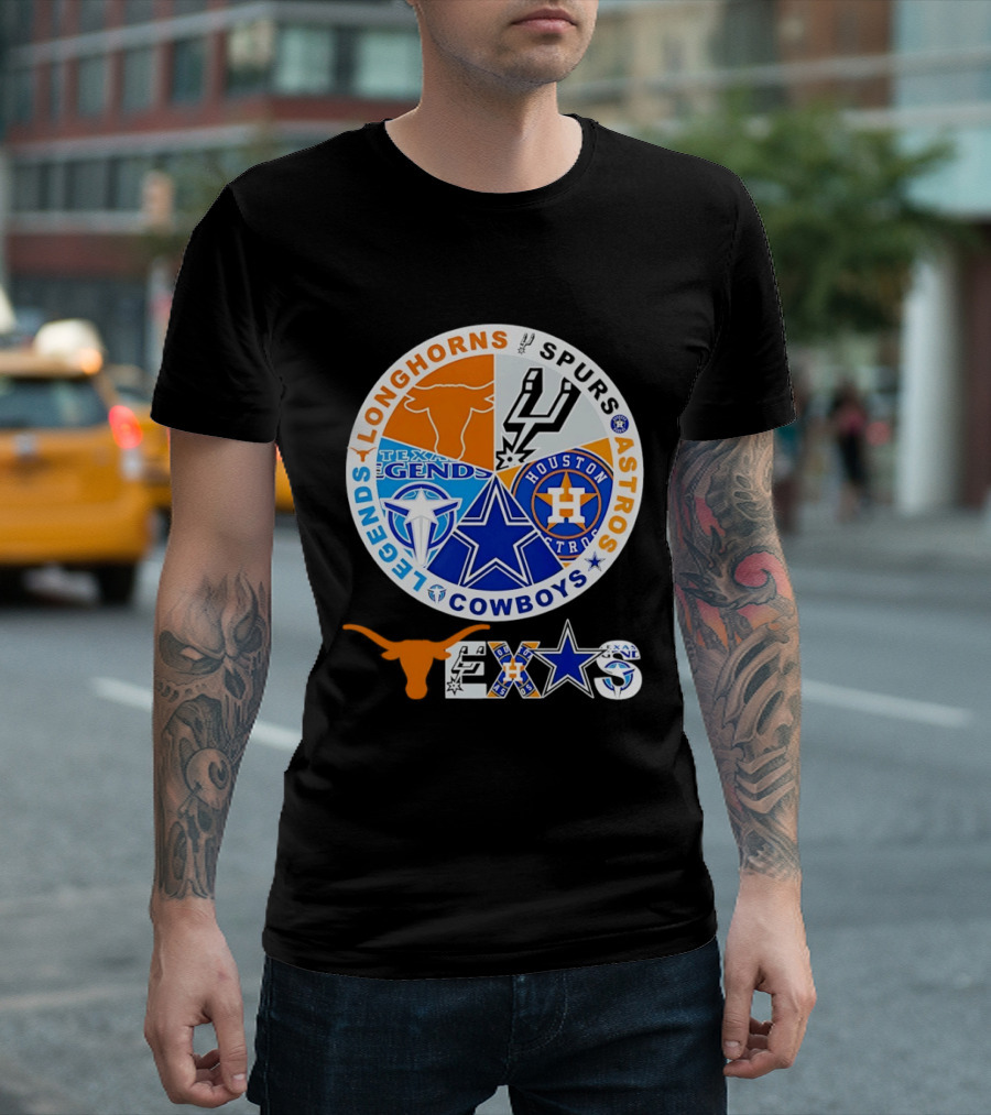 Texas Longhorns Spurs Astros Cowboys Legends Pride T-Shirt