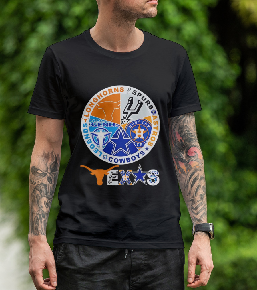 Texas Longhorns Spurs Astros Cowboys Legends Pride T-Shirt