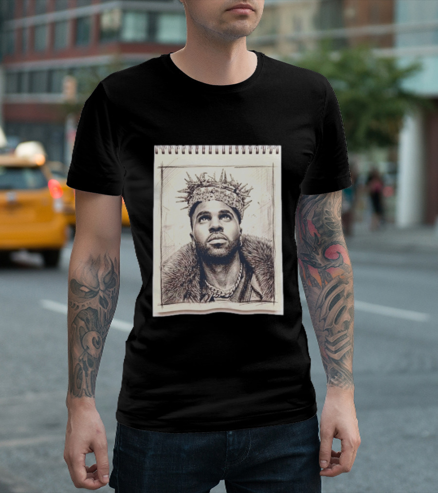 The Big Jason Derulo Sketchbook Crown Fur Chain T-Shirt