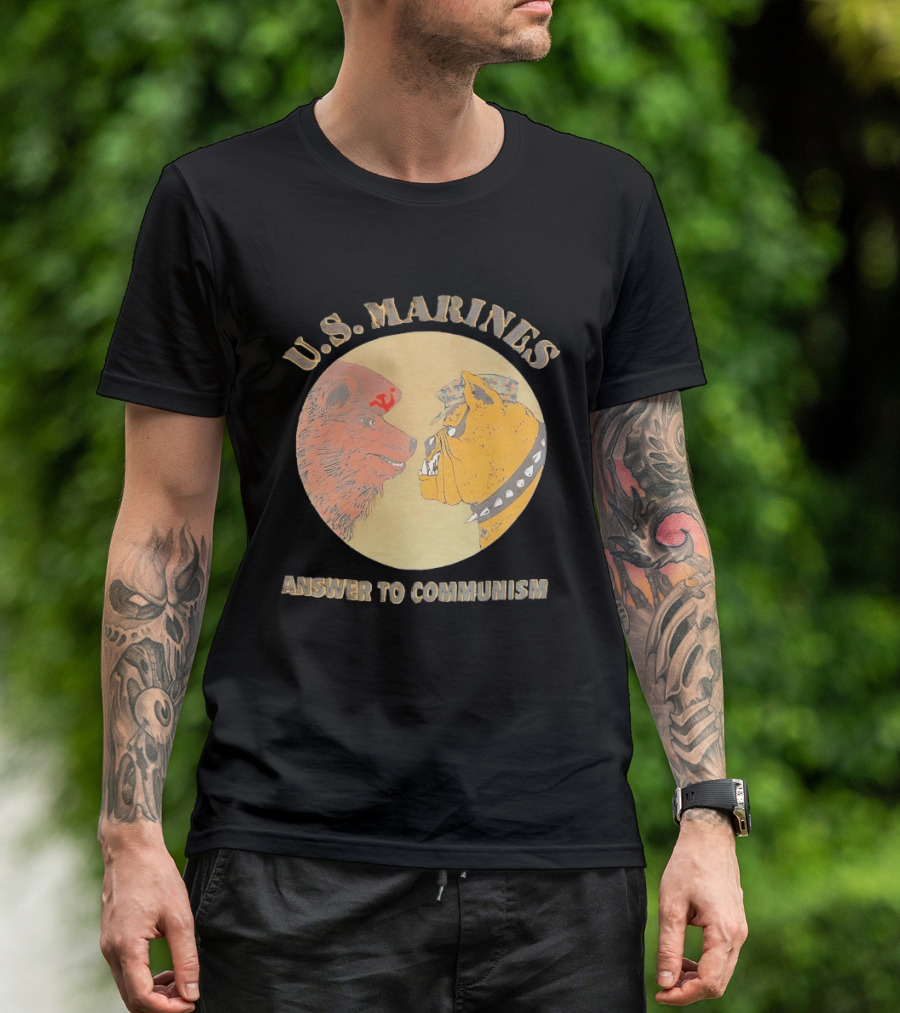 U.S. Marines Answer To Communism Soviet Bear Versus Marine Bulldog T-Shirt