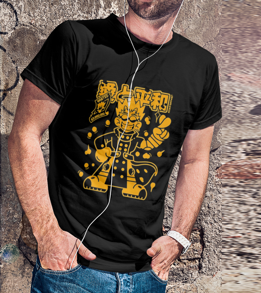 Vash The Stampede Trigun Love And Peace Japanese Text Anime T-Shirt