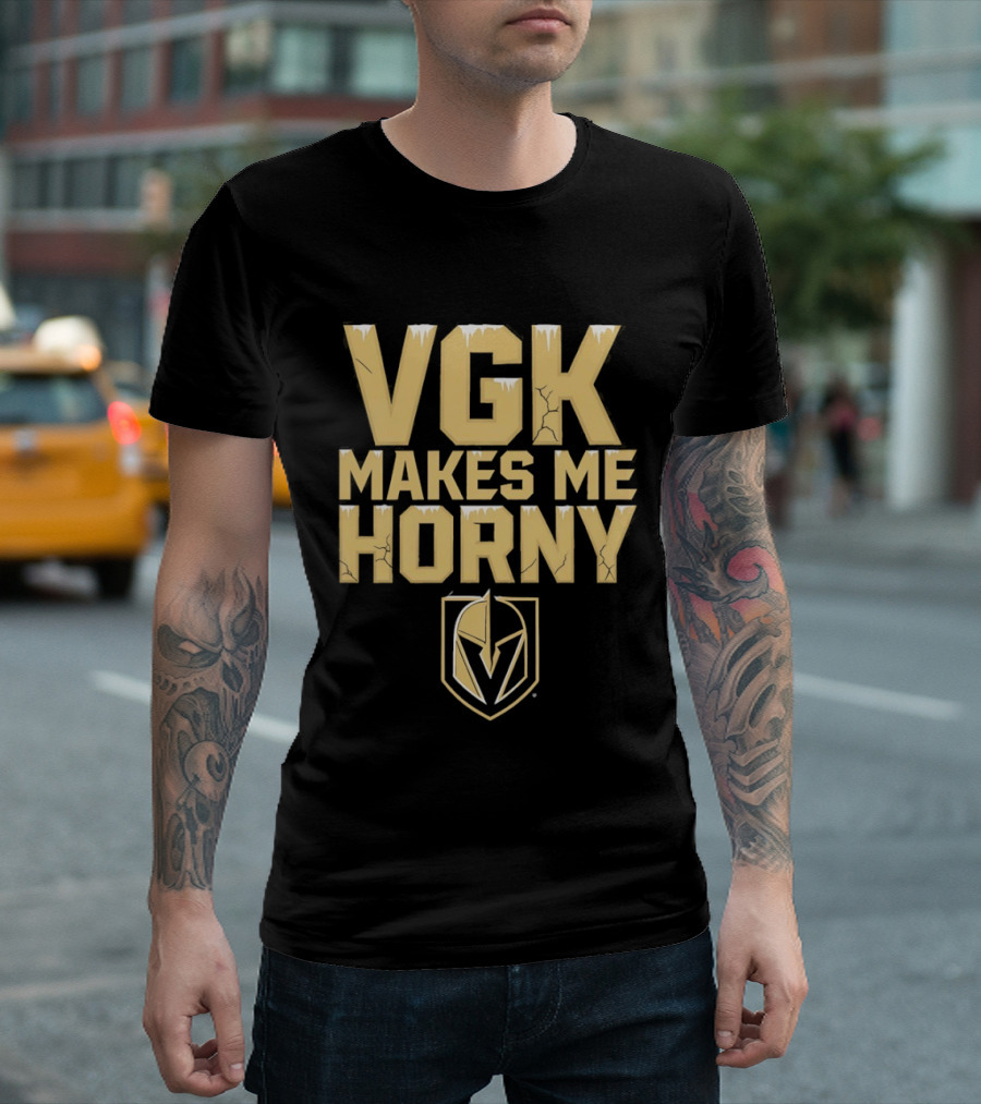 VGK Makes Me Horny Vegas Golden Knights Adult Humor Ice Hockey T-Shirt