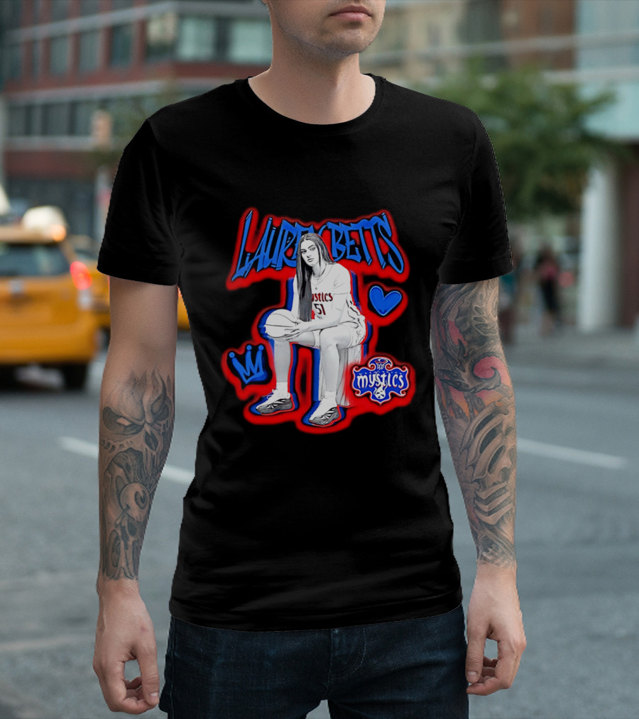 Lauren Betts Washington Mystics Basketball No. 51 Mystics Logo And Heart T-Shirt
