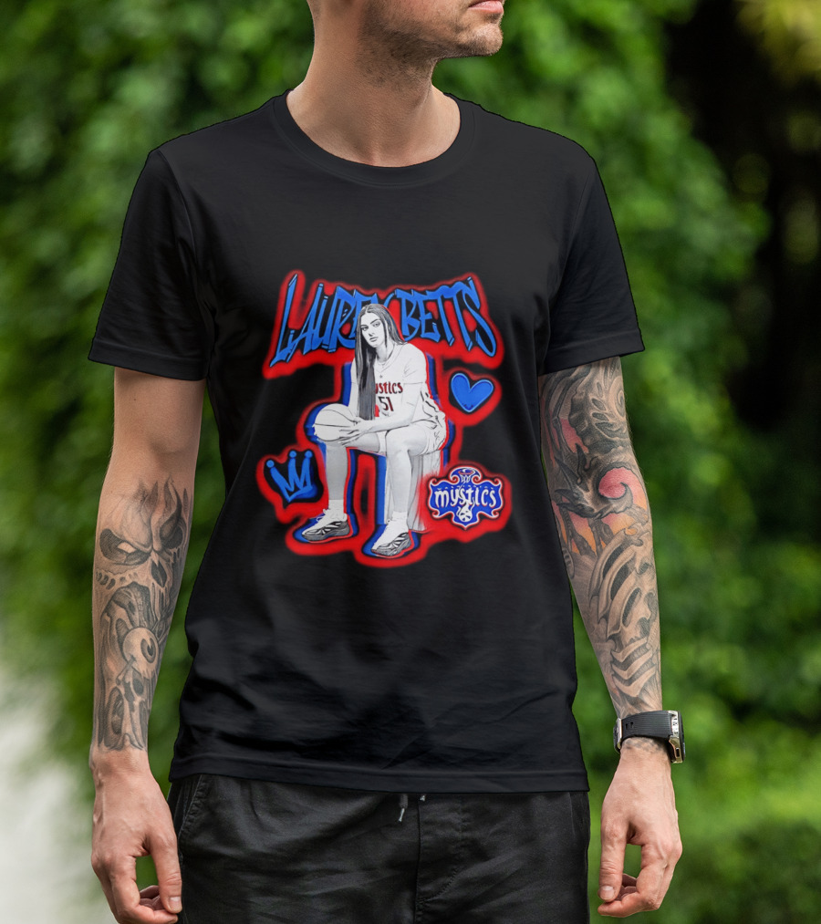 Lauren Betts Washington Mystics Basketball No. 51 Mystics Logo And Heart T-Shirt