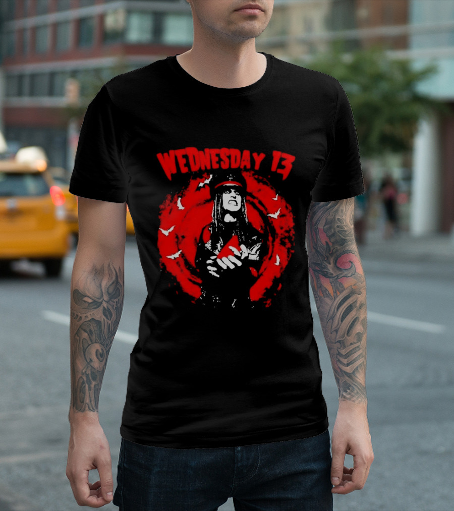 Wednesday 13 Devil Made Me Do It Horror Gothic Bats T-Shirt