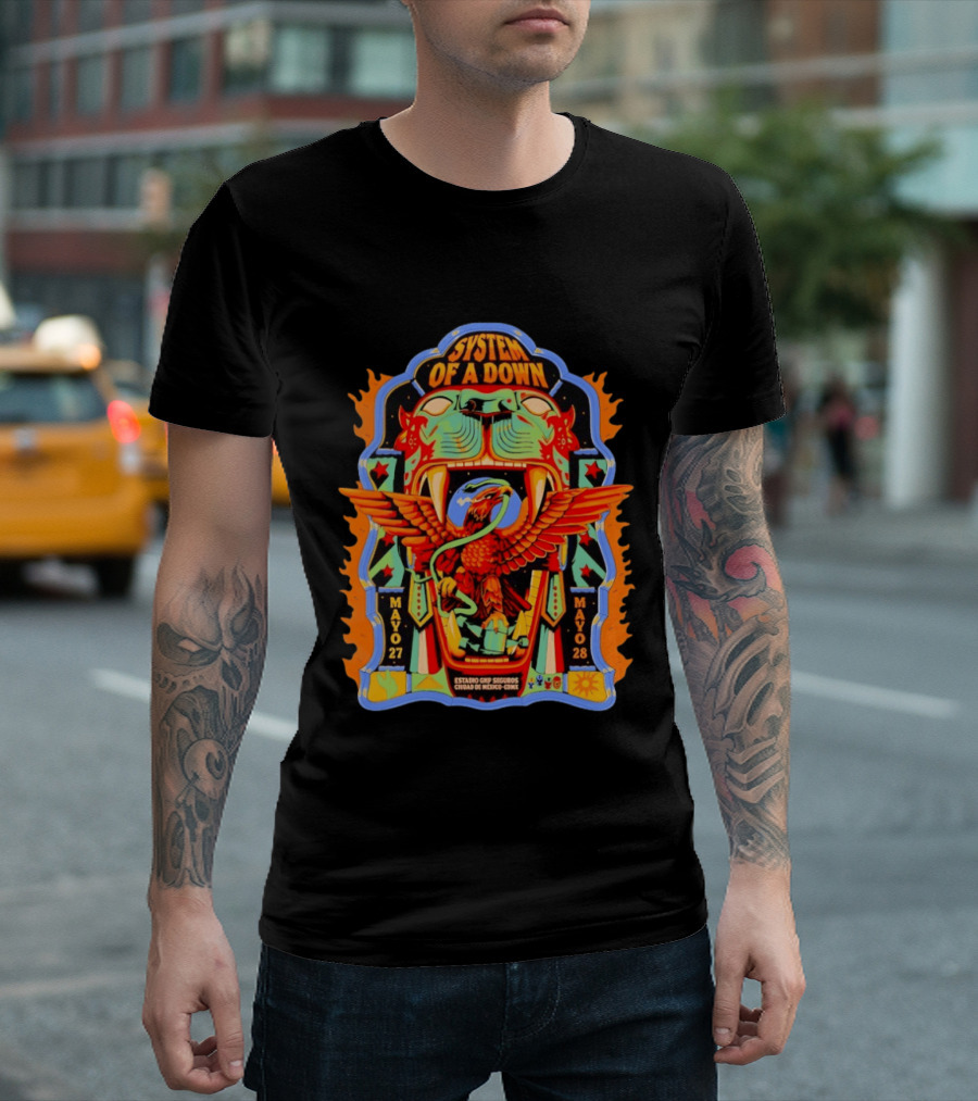 System Of A Down Estadio GNP Seguros Ciudad De Mexico May 27 28 2026 Eagle And Jaguar T-Shirt