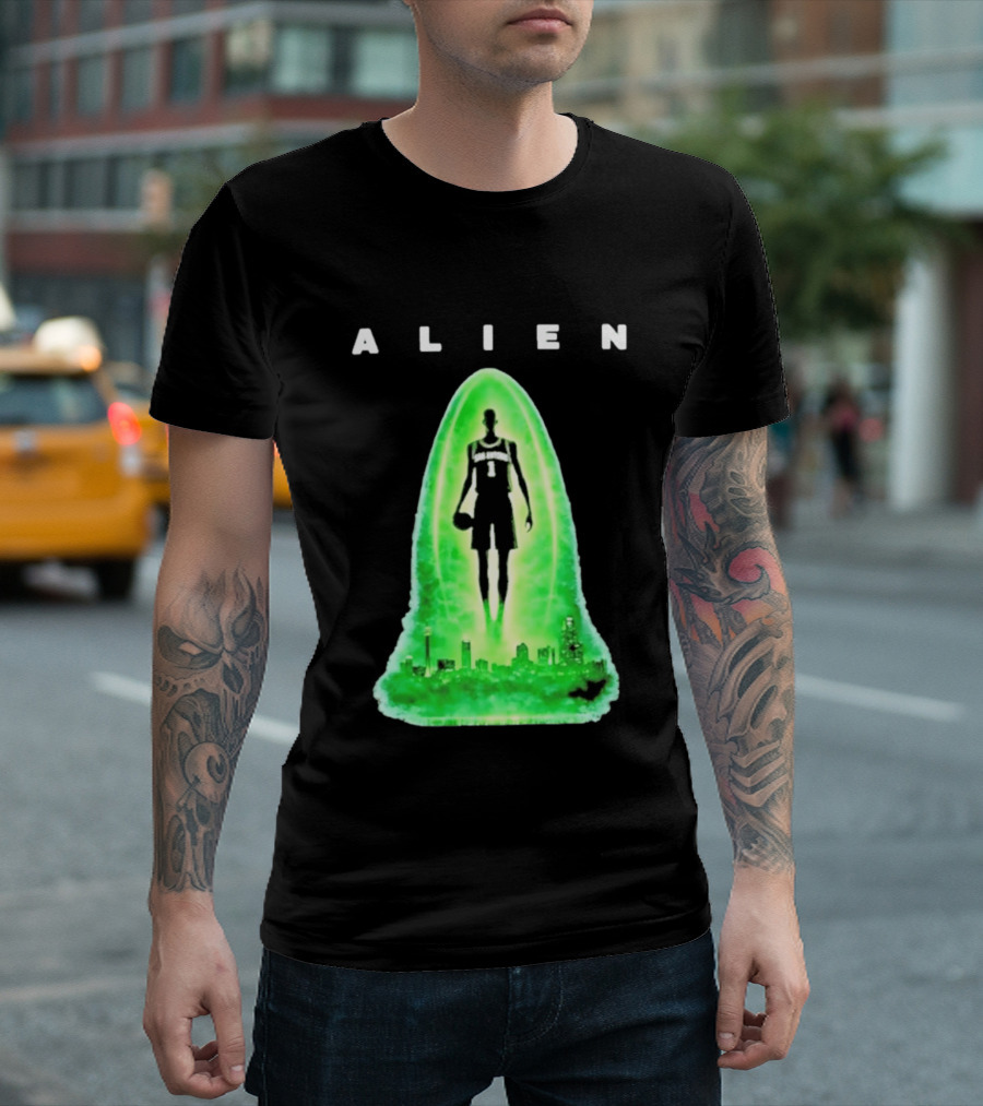 Alien Wemby San Antonio Alien Basketball Cityscape T-Shirt