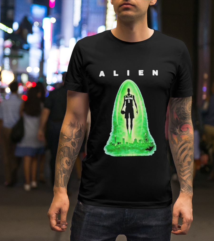 Alien Wemby San Antonio Alien Basketball Cityscape T-Shirt