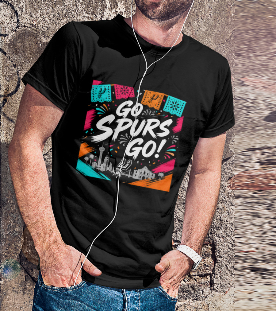 Go Spurs Go San Antonio Skyline Fiesta Celebration T-Shirt