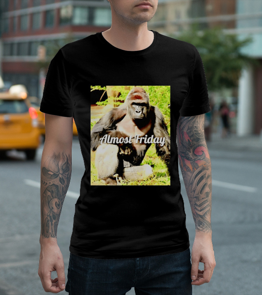 Almost Friday Gorilla Relaxing In Nature T-Shirt