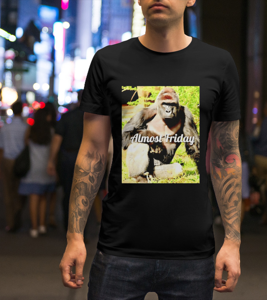 Almost Friday Gorilla Relaxing In Nature T-Shirt
