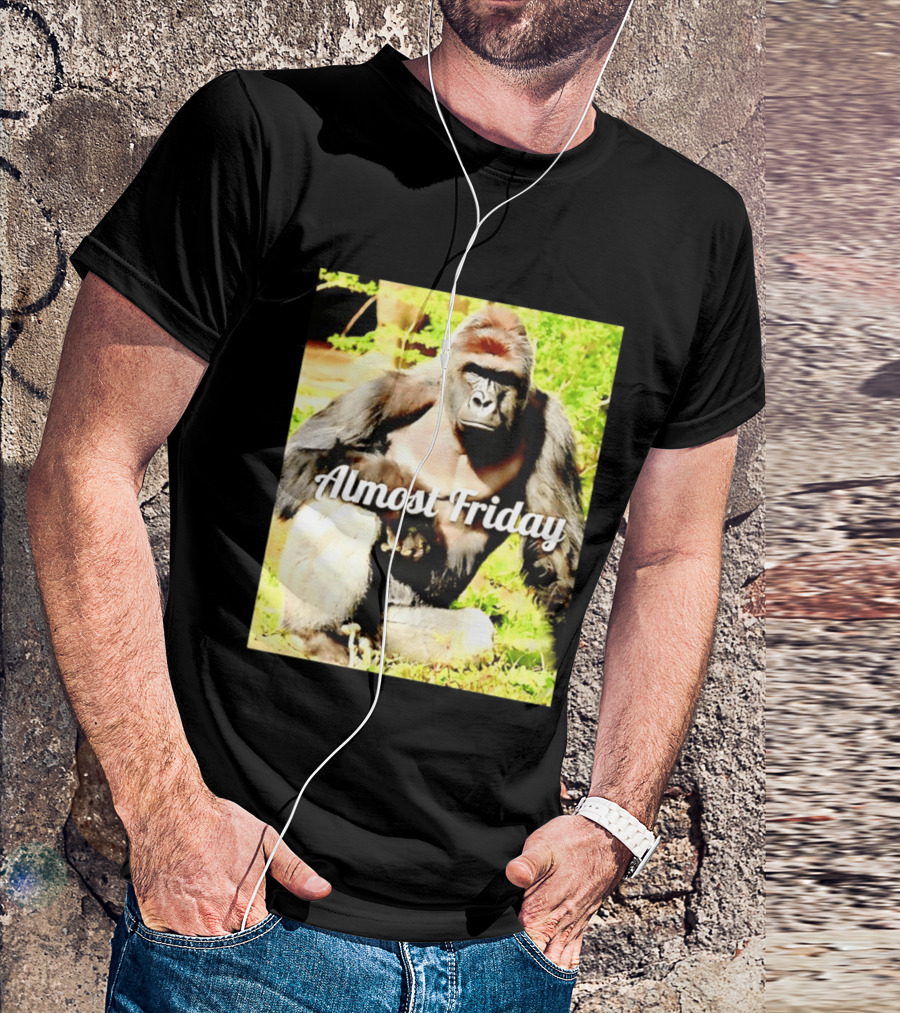 Almost Friday Gorilla Relaxing In Nature T-Shirt