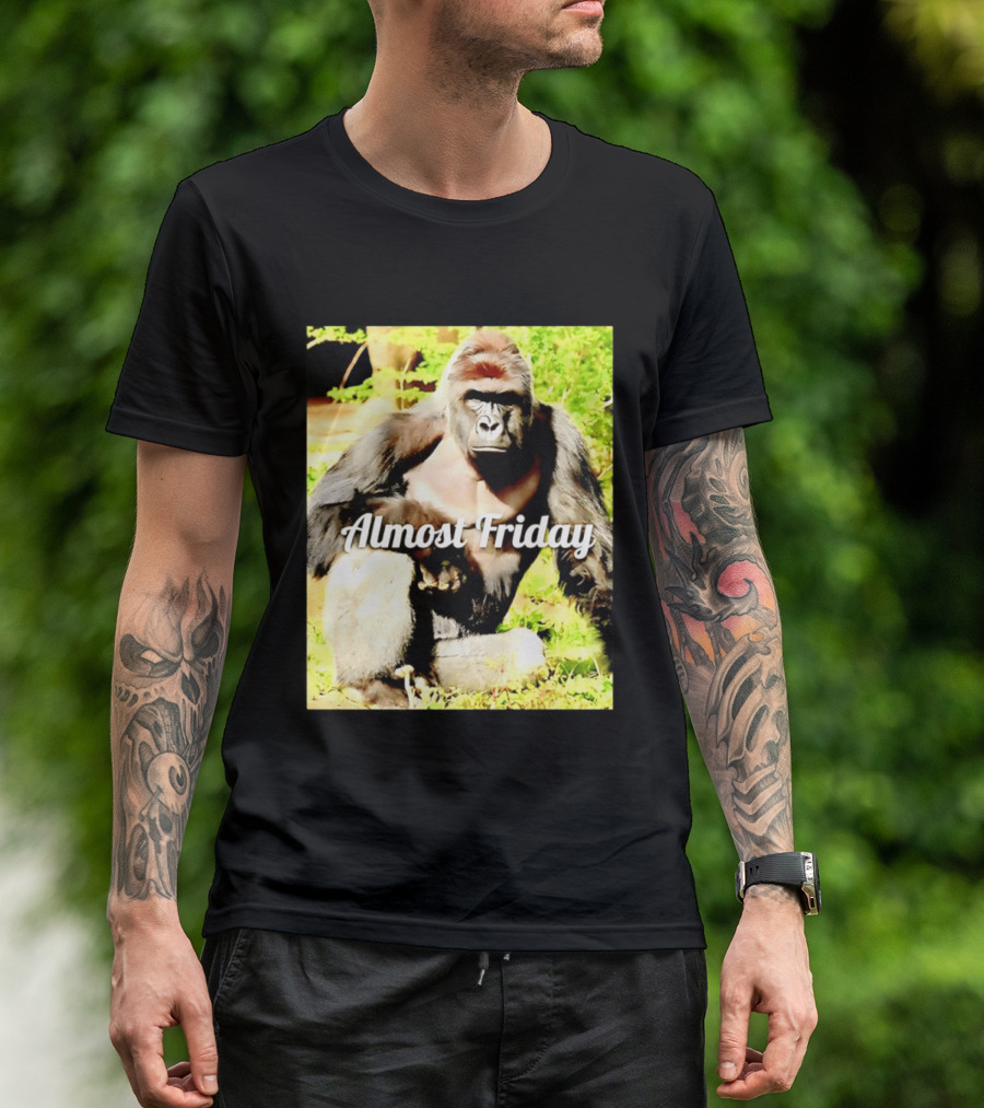 Almost Friday Gorilla Relaxing In Nature T-Shirt