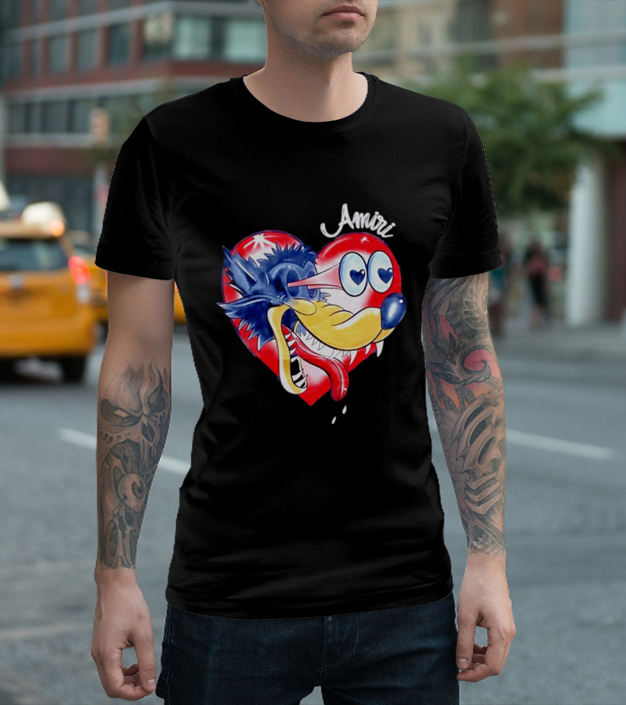 Heart Wolf Amiri Iconic Pop Art Style Fusion T-Shirt
